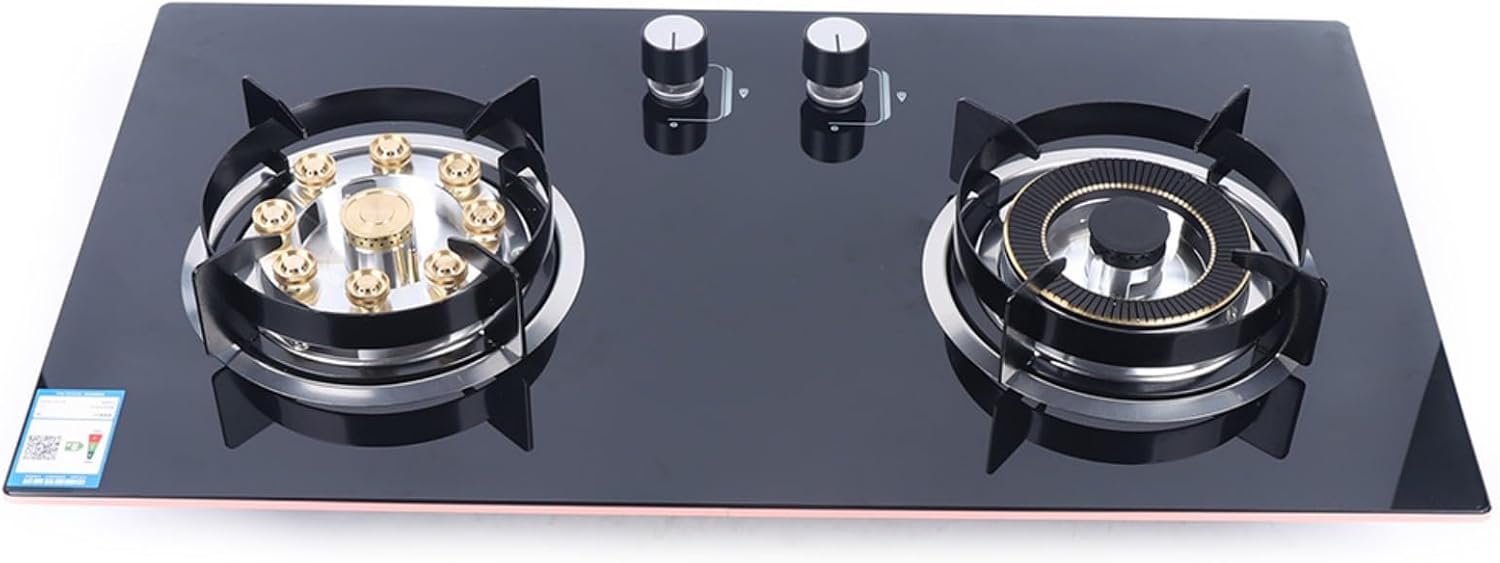 Gas Cooktop Stove Top 2-Burner Built-in Natural Gas Cooker Gas Stove 730x410mm, Camping Double Burner LPG for RV, Apartments, Outdoor Kitchen and BBQ Island Easy to Clean