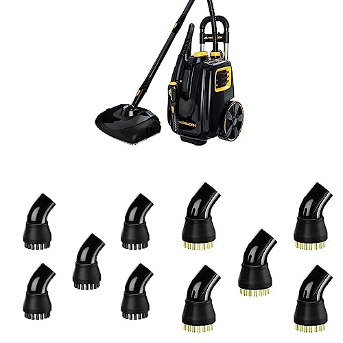 McCulloch MC1385 Deluxe Canister Steam Cleaner with 23 Accessories, Chemical-Free Pressurized Cleaning for Most Floors, Counters, Appliances, Windows, Autos, and More, 1-(Pack), Black