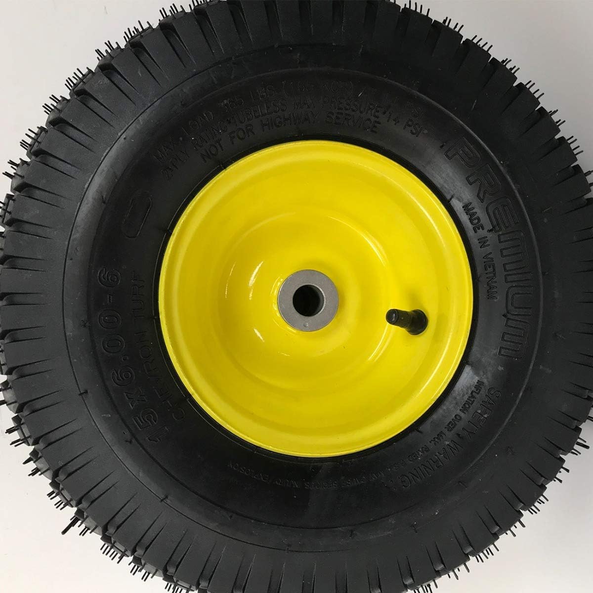 Hoosier Wheel 15x6.00-6 Dump Cart Tire and Rim - Fits on 3/4 Inch Axle, 3.25 Inch Hub