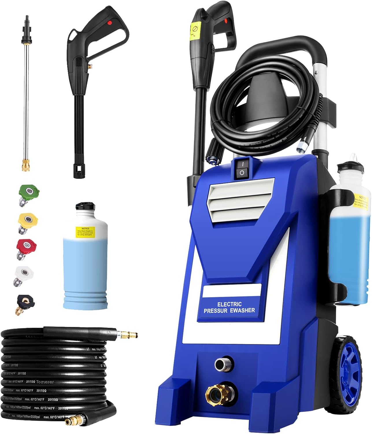 [Upgraded Version] Pressure Washer CR3800 Electric Power Washer 1800W High Pressure Washer 1.9GPM Professional High Pressure Cleaner with 5 Nozzles for Cars Driveways Fences Patios (Hose Reel-Green)