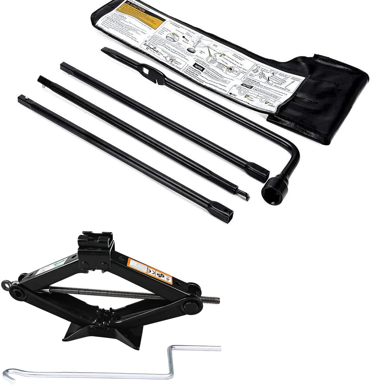 Truck Spare Tire Tool Kit Iron Replacement for Ford F-250 F-350 F-450 F-550 Super Duty (2003-2007) & Scissor Car Jack 2 Ton/105-385mm Capacity