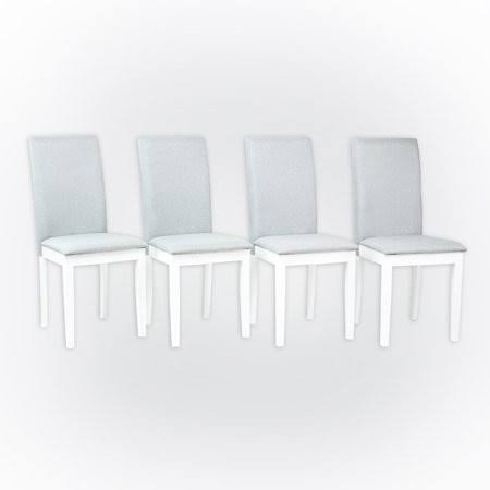 SK New Interiors Dining Set of 4 Dining Kitchen Side Fallabella Chairs with Padded Seat Classic Style Solid Wood in White Finish