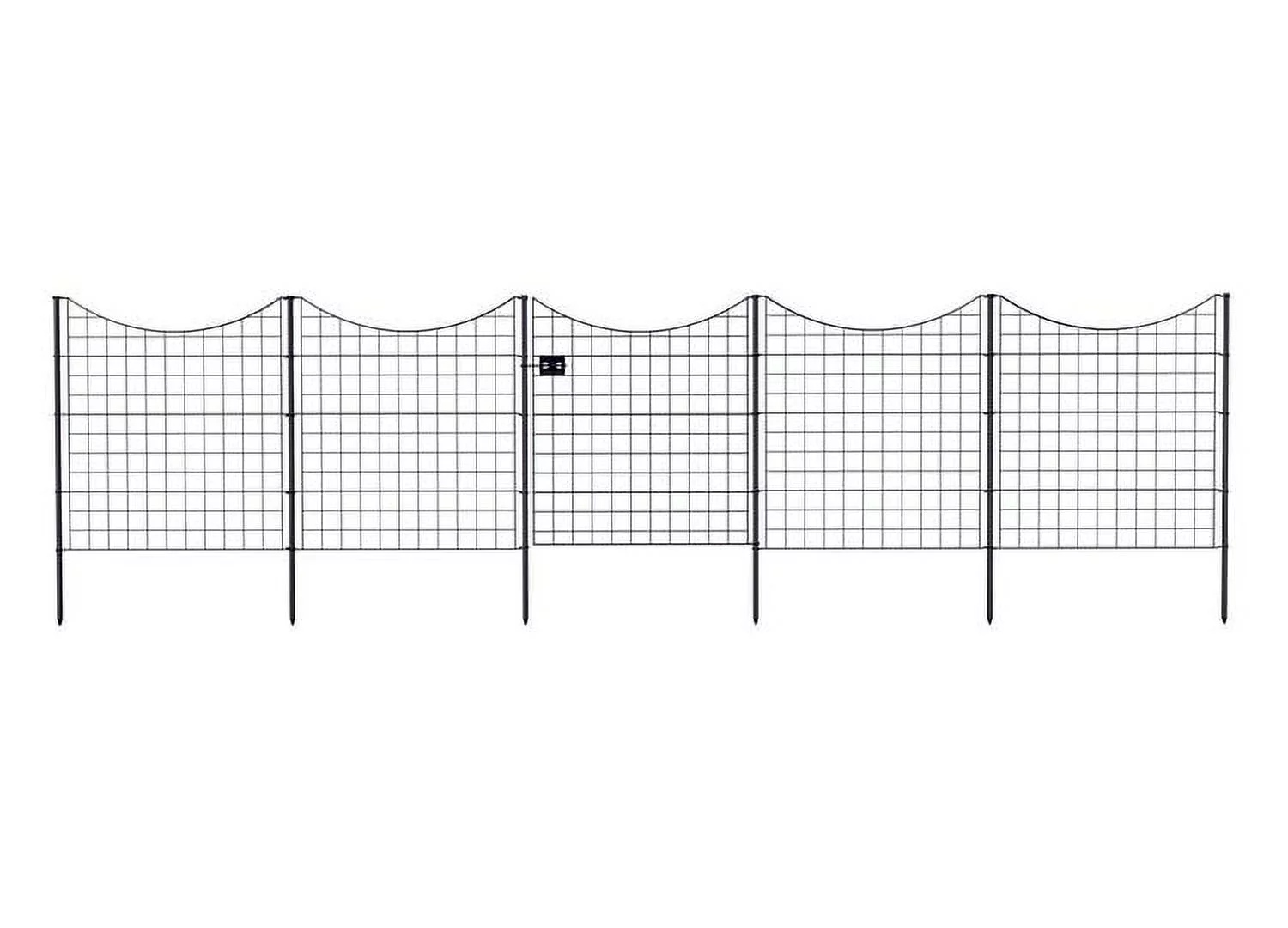 Zippity Outdoor Products 38in Semi-Permanent Black Metal Garden Gate with 4 Fence Panels