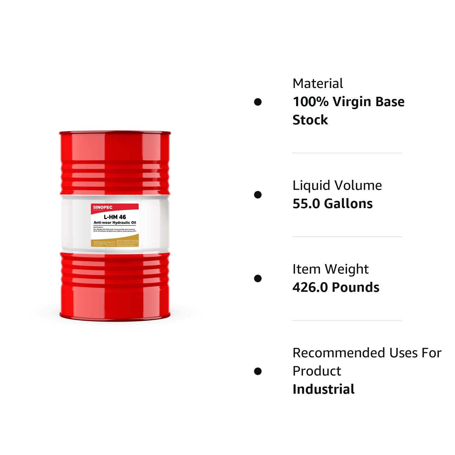 Sinopec AW 46 Hydraulic Oil Fluid (ISO VG 46, SAE 15)-55 Gallon Drum,L-HM