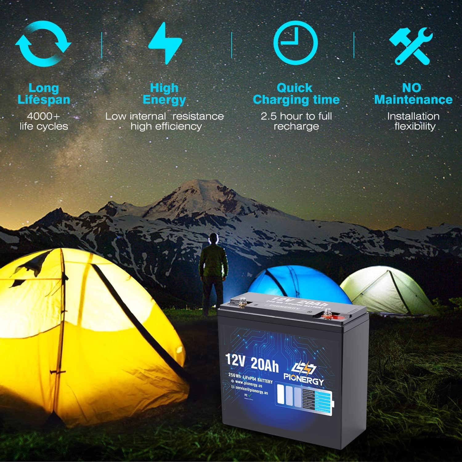 LiFePO4 Battery, Lithium Battery 4000+ Cycles Rechargeable Iron Phosphate Battery for RV, Solar Power and Backup Battery Low Self-Discharge and Light Weight with Built-In BMS (12.8V 6 Ah)