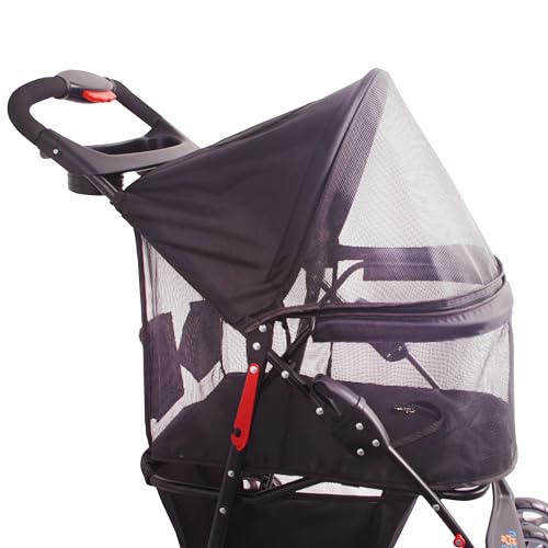 Pet Stroller Up to 55lbs Folding Lightweight Dog Stroller Cat Travel Stroller, 600D Linen Waterproof Breathable, 360° cardan Wheel, 3-in-1 Jogger Stroller for Medium Small Dogs with Basket