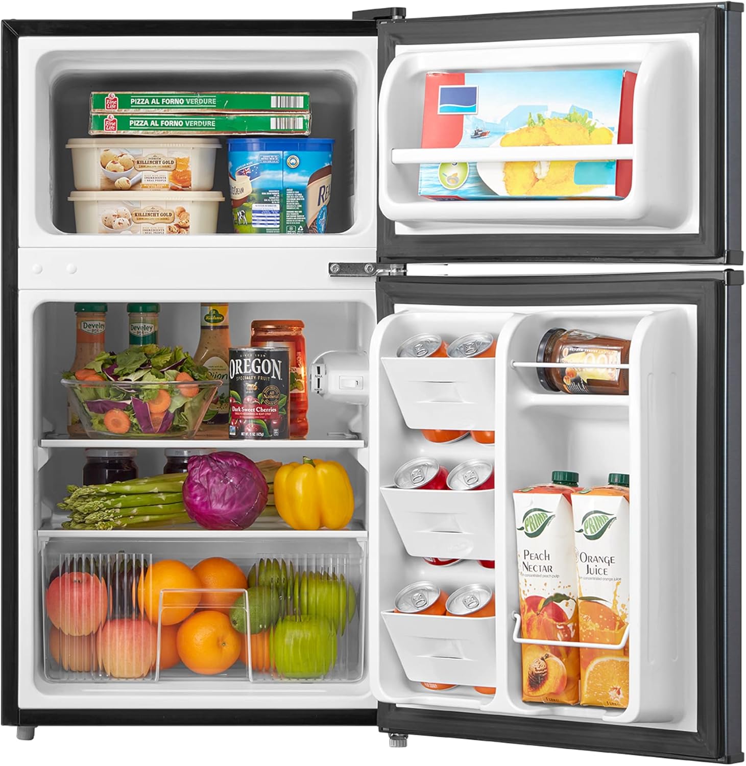 Arctic King 3.2 Cu Feet Two Door Compact Refrigerator with Freezer for Your House, Garage, Basement, Apartment, Kitchen, Cabin, Lake House, Timeshare, or Business, Stainless Steel
