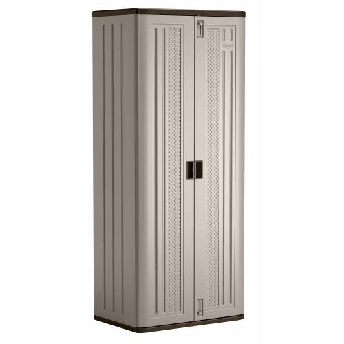 Suncast Resin Base Storage Cabinet Locker for Home, Shed, and Garage, 72&, Size: 30 in. W x 20-¼ in. D x 72 in. H, Grey BMC7200