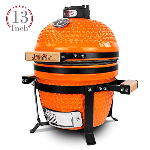 Ceramic BBQ Charcoal Kamado Grill 13 inch Portable Tabletop BBQ Grill Red