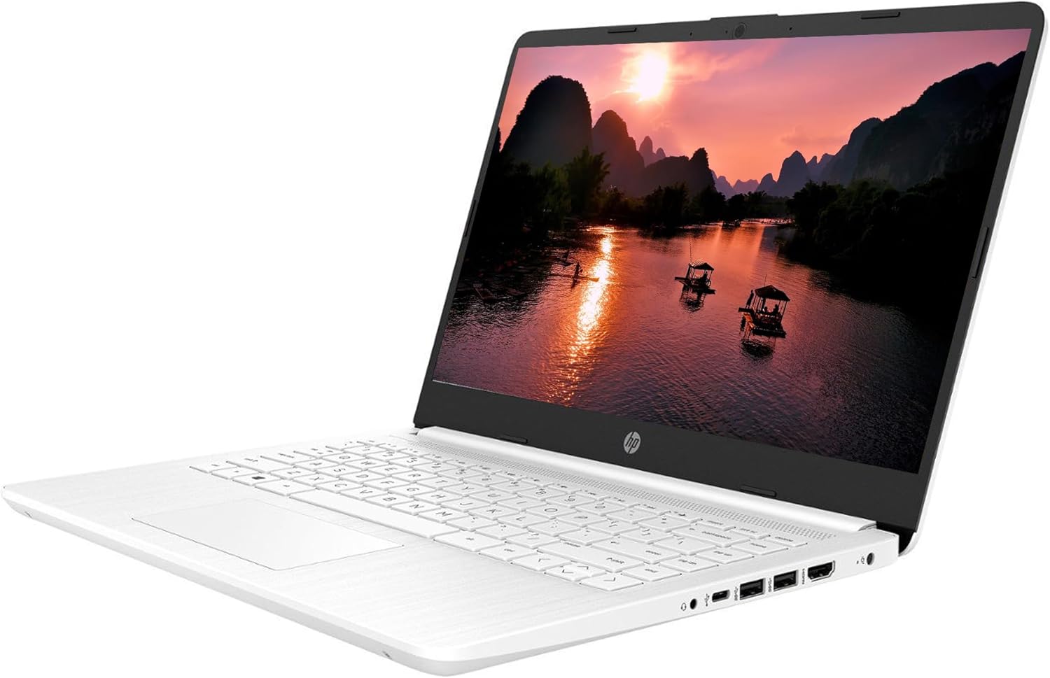 HP Premium 14-inch HD Laptop Computer| Intel Dual Core 2.8GHz 8GB RAM 128GB(64GB SSD+64GB Card)| Webcam Bluetooth HDMI USB-C Wi-Fi Fast Charge| Windows 11 S with 1 Year MS 365| LIONEYE Bundle| White