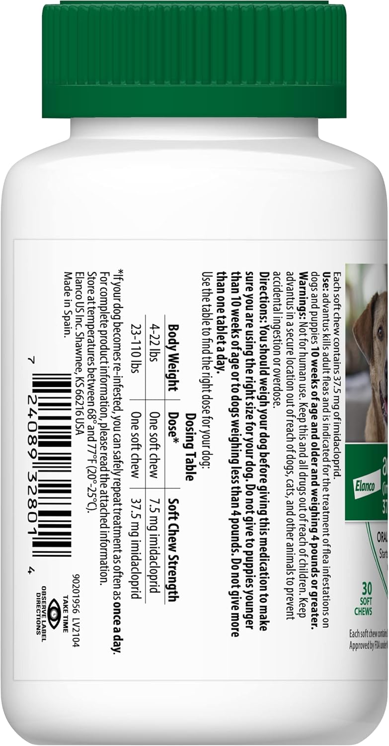 Advantus (Imidacloprid) 30-Count Chewable Flea Treatment for Large Dogs, 23-110 Pounds Pack of 2