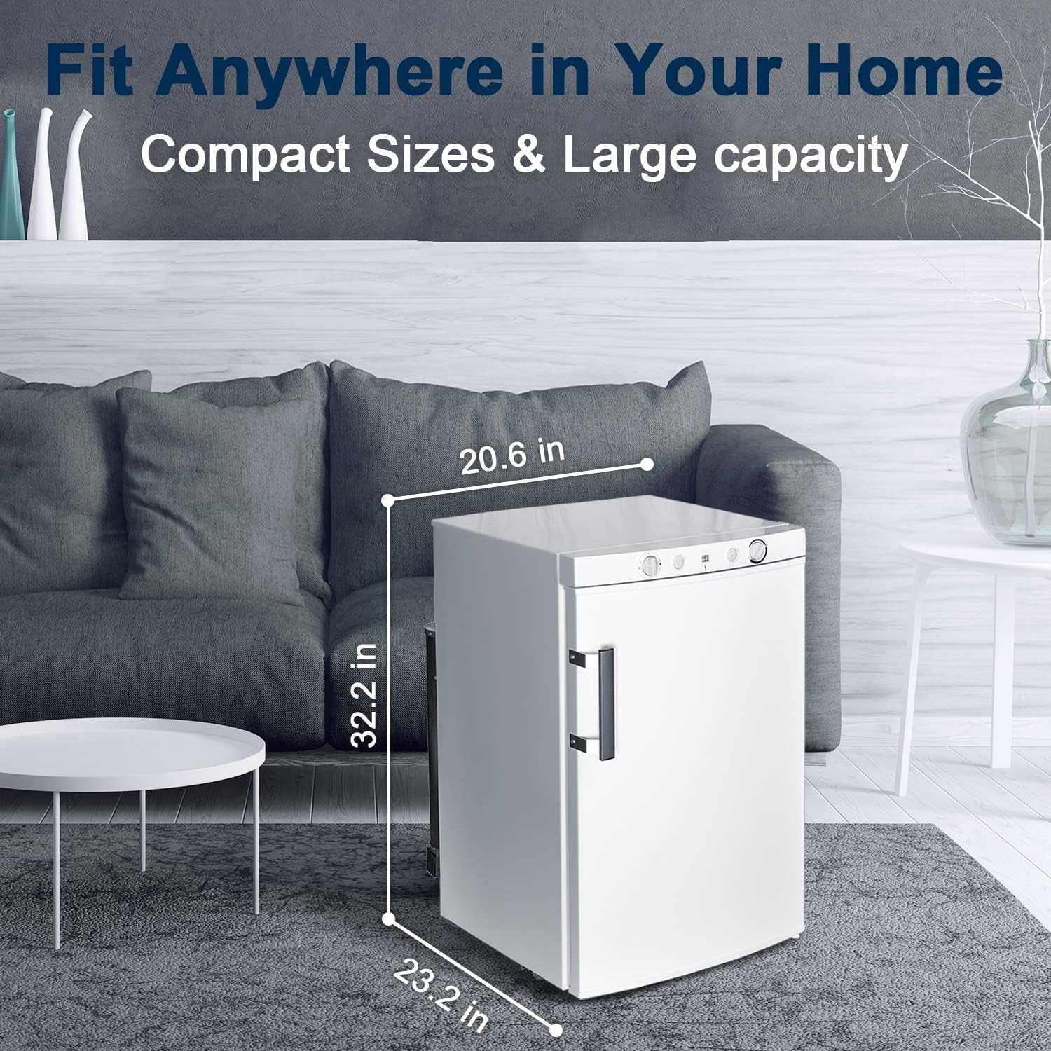 Smad Propane Refrigerator 3 Way Propane Fridge for RV Outdoor Camper Gas 110V 12V,1.4 Cu.ft.