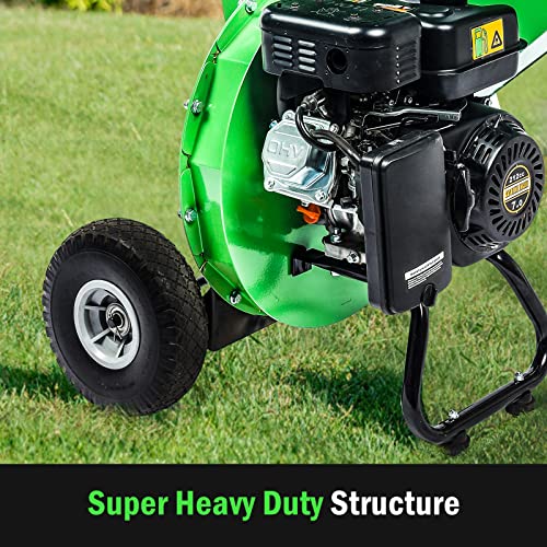 3 in 1 Wood Chipper Shredder Mulcher MF30, 7HP 212cc Heavy Duty Gas Powered, Max 3" Diameter Capacity for Wood, Limb, Leaves with Two Hoppers,4 Y-Hammers, Included Debris Bag