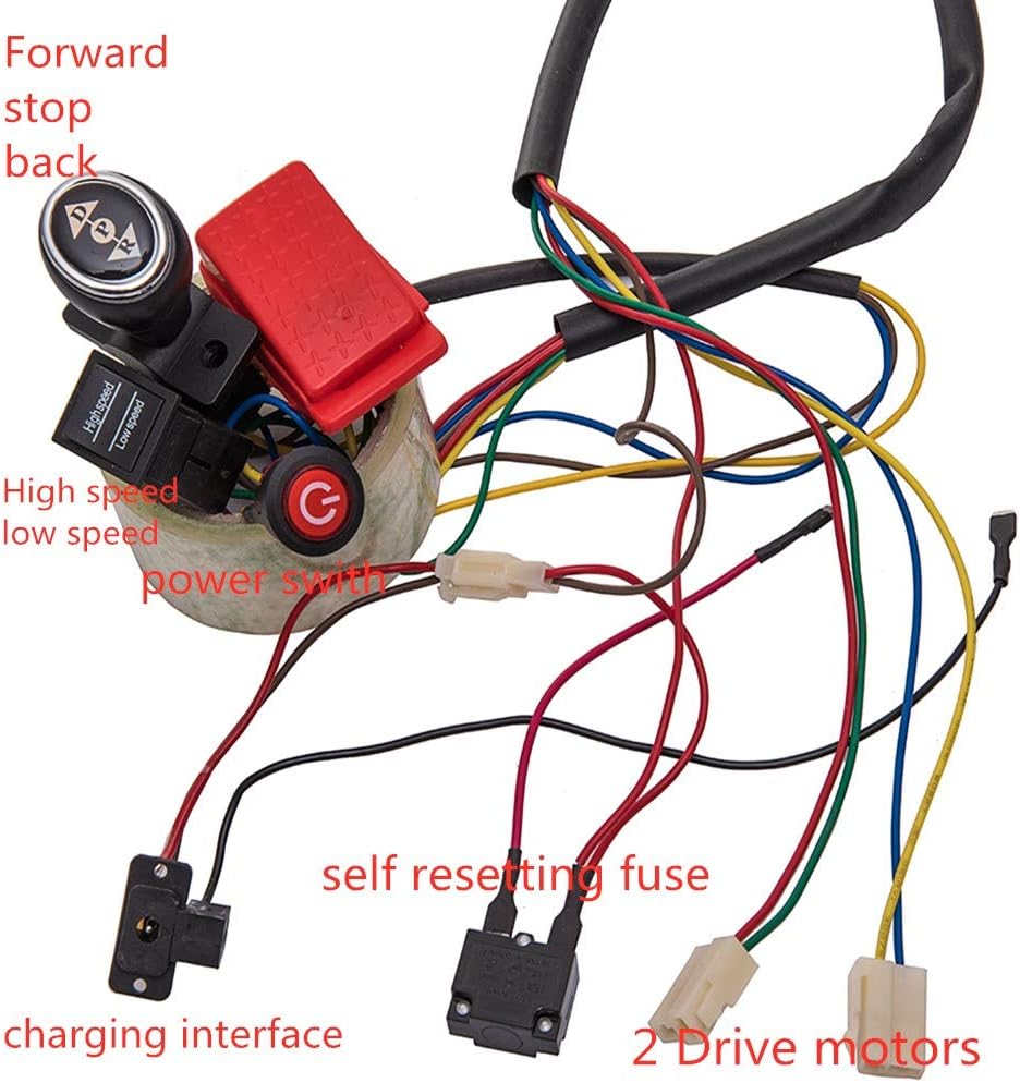 weelye Kids Ride On Car 12V DIY Modified Wires Complete Set of Remote Control Circuit Borad Wires Switch Gearbox with Motors,Children Electric Ride On Car Accessories
