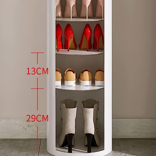 360° Rotating Shoe Rack Round Shoe Cabinet, Space Saving Vertical Shoe Stand with Cover, Free Standing Steel Shoe Organizer, Tall Shoe Storage Shoe Shelf Holds for Entryway Hallway Corner 6/