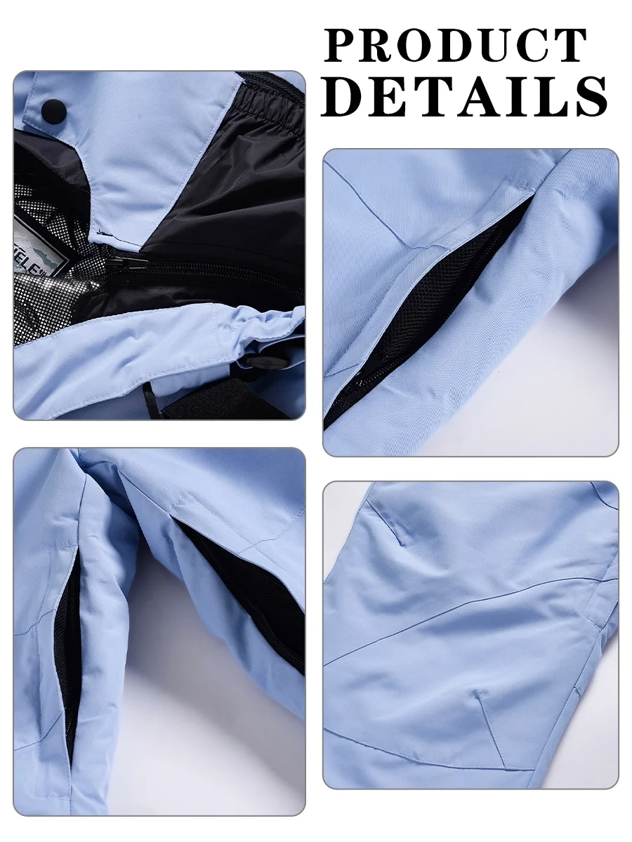SEARIPE Women's Ski Pant Detachable Snowboard Insulated Bib Pant Outdoor Windproof Waterproof Breathable Overalls Snow Pant Apricot XL