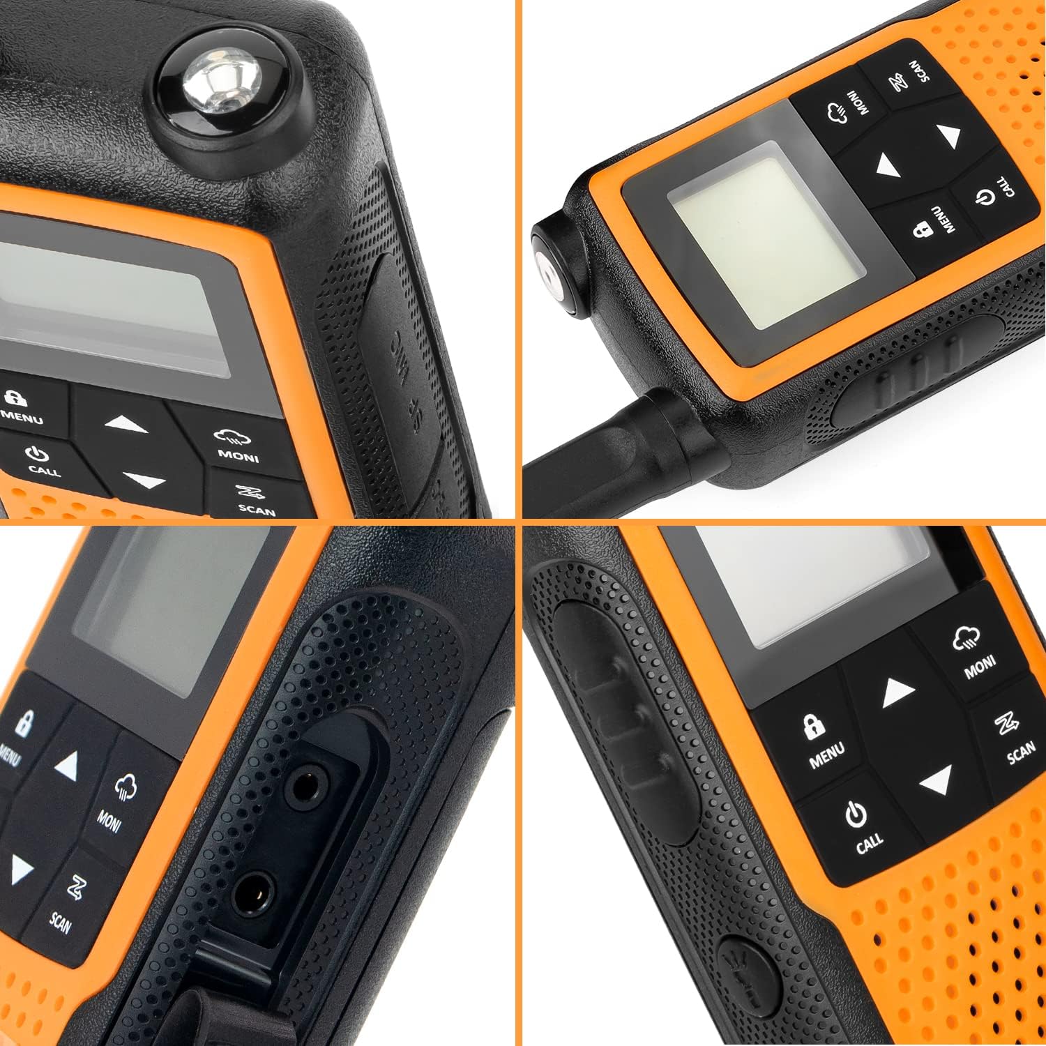 Walkie Talkies Rechargeable, NOAA Walkie Talkies Long Range for Adults, 22 Channels FRS Radio, Handheld 2 Way Radio, VOX Walkie Talkie with Earpiece and Mic, Walky Talky, USB Charging(Orange 4 Pack) Pack of 2