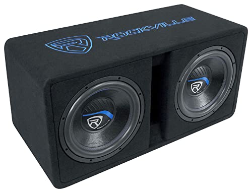 Rockville DV10K52 Dual 10" K5 2400w Car Subwoofers+Vented Sub Enclosure Box/2Ohm, Black