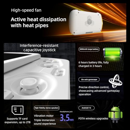 RG Slide Handheld Game Console RG Slide 4.7-inch LTPS In-Cell display 1280*960 Screen Retro Game Console 128G UFS2.2 Card Portable Arcade Video Gaming Console with Capacitive Joystick Black
