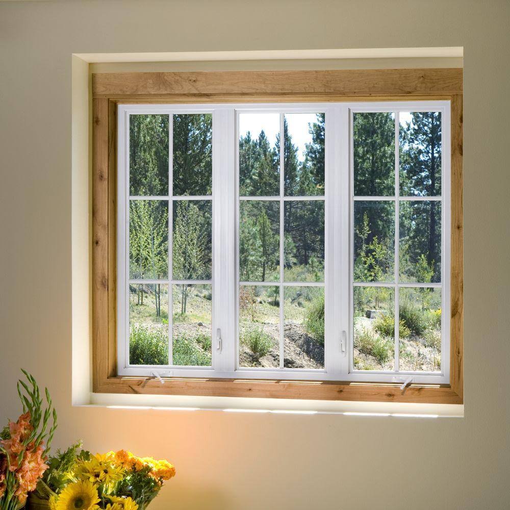 JELD-WEN 29.5 in. x 47.5 in. V-4500 Series Desert Sand Vinyl Left-Handed Casement Window with Fiberglass Mesh Screen CS2120