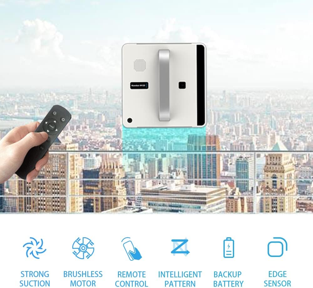 Mamibot W120 Window Cleaning Robot, Automatic Corded Window Washing Robot, Glass Cleaning Robot with iGLASSBOT APP/Remote Control, Wet or Dry Use, Suitable for Indoor/Outdoor/Tile/Bathroom, White