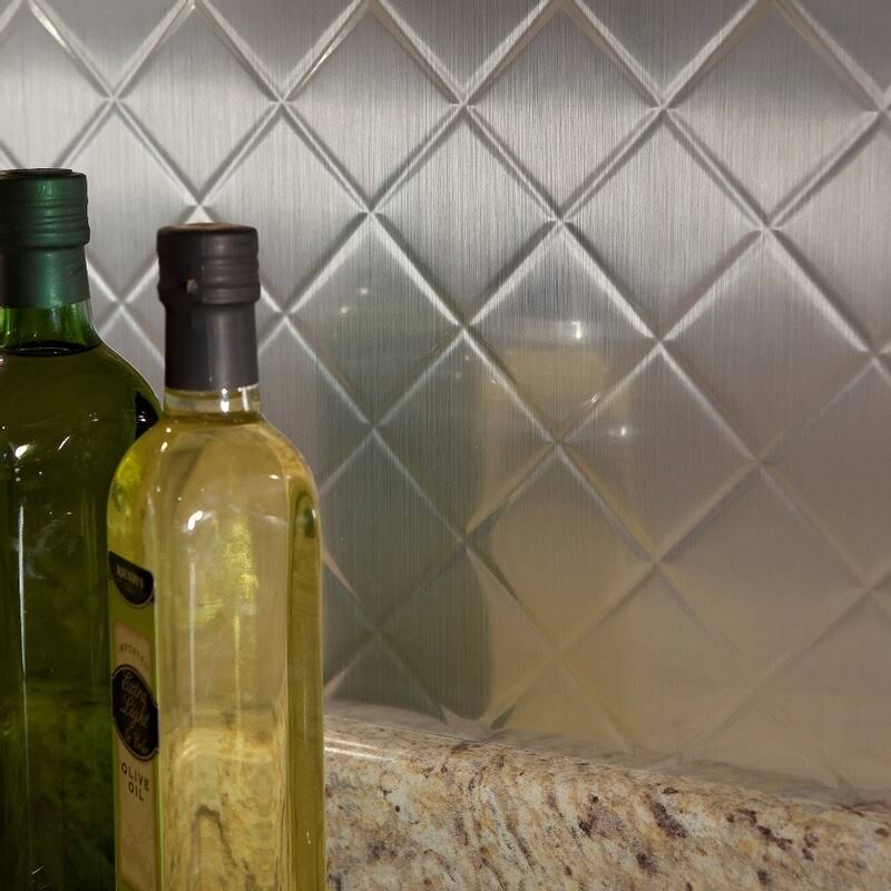 Fasade 18in x 24in Quilted Brushed Aluminum Backsplash Panel (5 Pack)