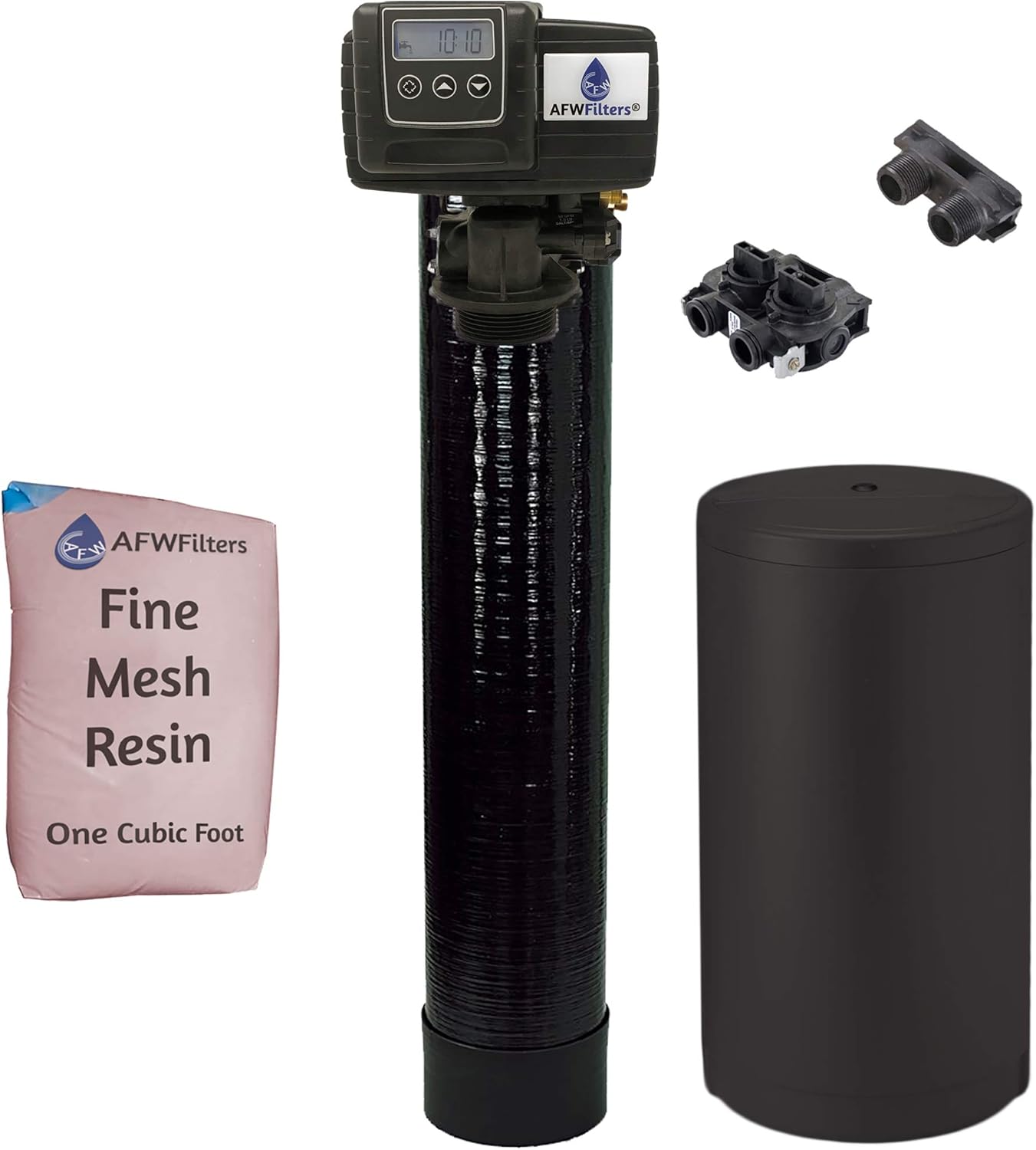 IRON Pro 2 Combination water softener iron filter Fleck 5600SXT digital metered valve for whole house (32,000 Grains, Black)