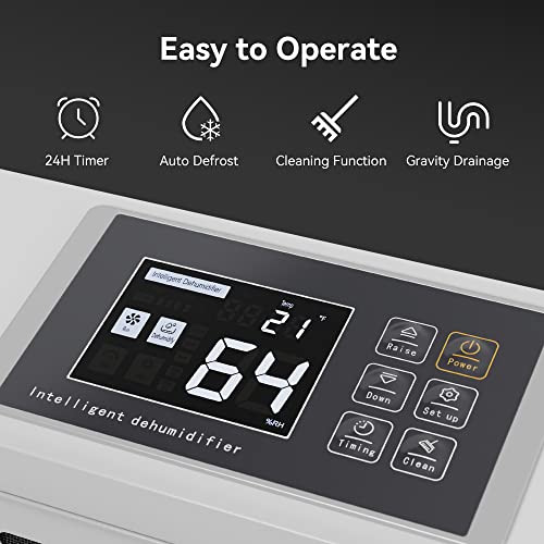 Yaufey Commercial Dehumidifier and Drain Hose, Intelligent Humidity Control, Large Capacity Dehumidifier for Large Basement, Garage and Warehouse