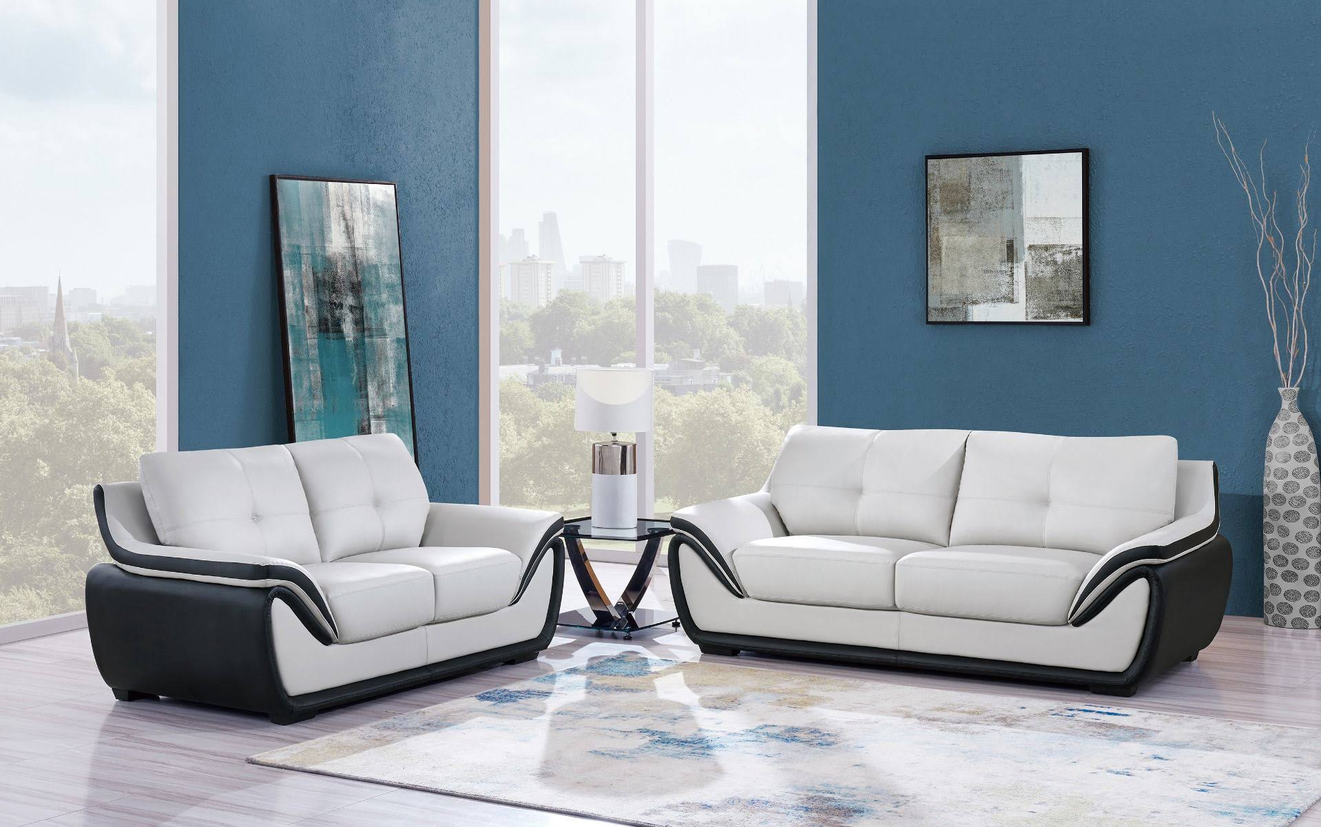 Natalie Light Gray/Black Loveseat from Global Furniture USA