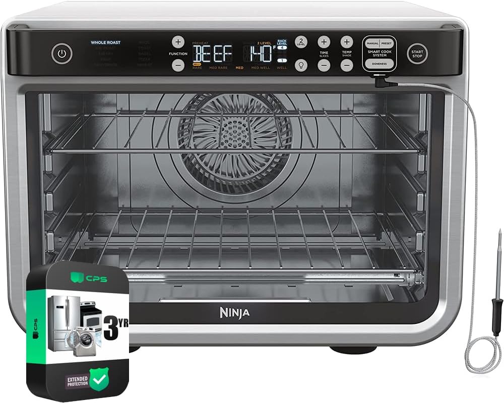 Ninja DT2550 Foodi 10-in-1 Smart XL Air Fry Oven (Renewed) Bundle with 3 YR CPS Enhanced Protection Pack