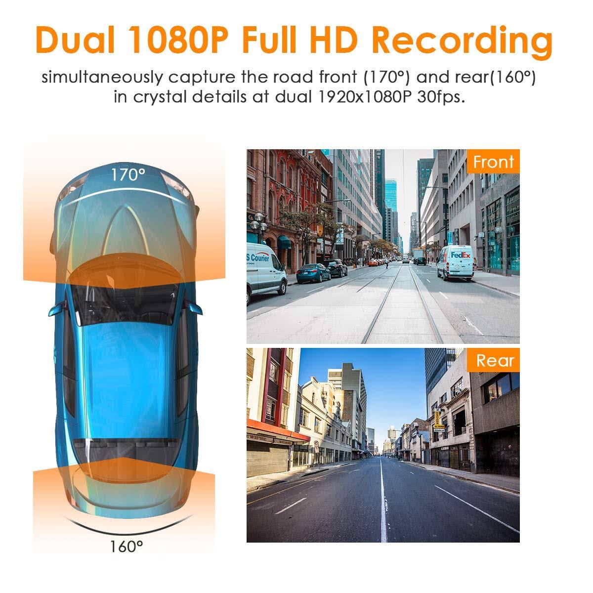 Vantrue S1 Dual 1080p FHD Dash Cam Front and Rear Dash Cam - GPS - Night Vision
