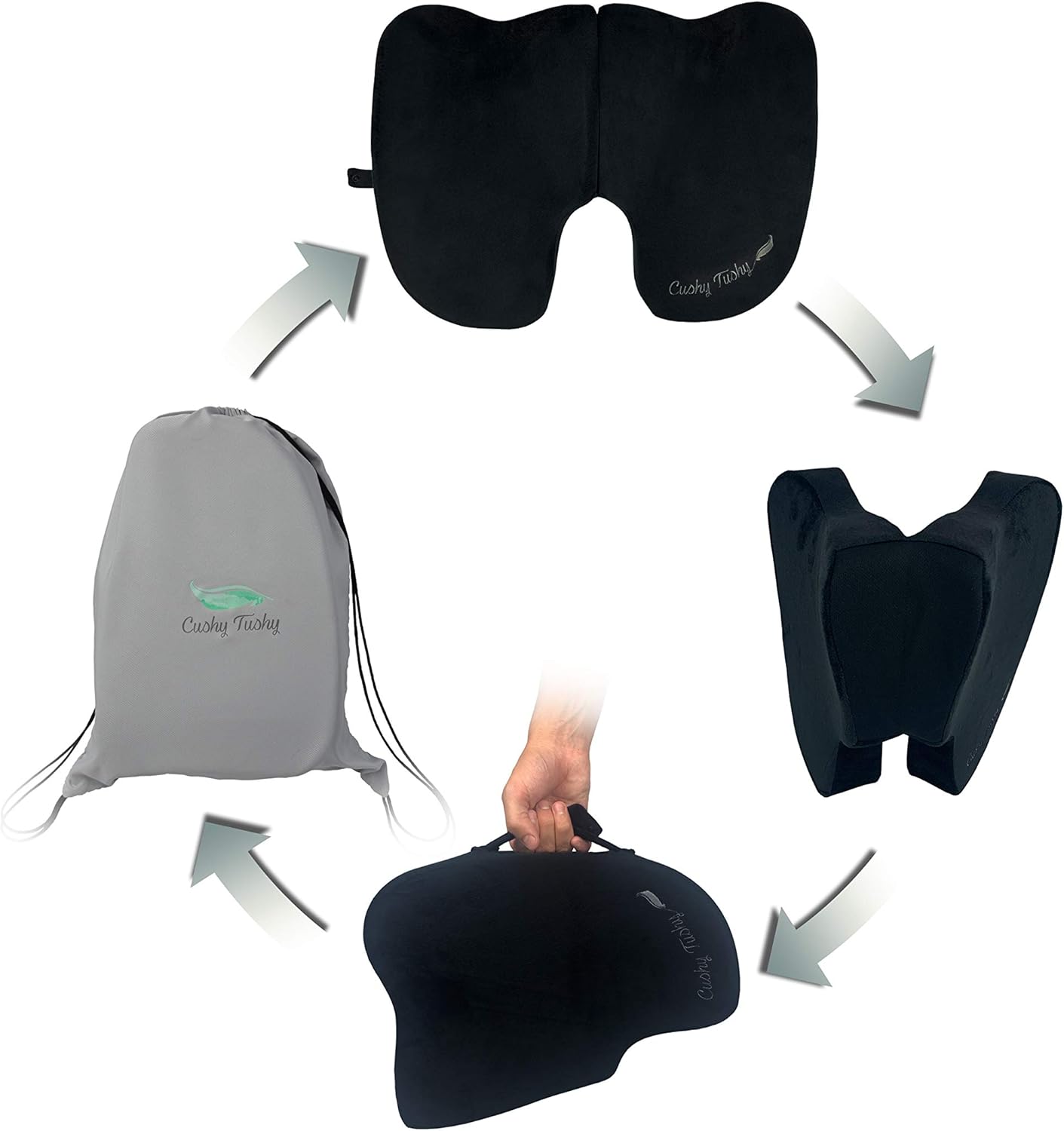 CushyTushy Premium Foldable Piriformis Cushion - Piriformis Relief Cushion for Home Use, Office Chairs, and Car Seats - Piriformis Syndrome Relief