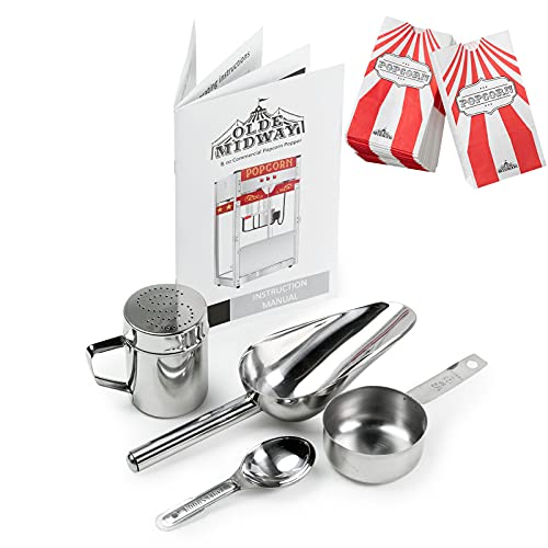 Olde Midway Bar Style Popcorn Machine Maker Popper with 8-Ounce Kettle - Black
