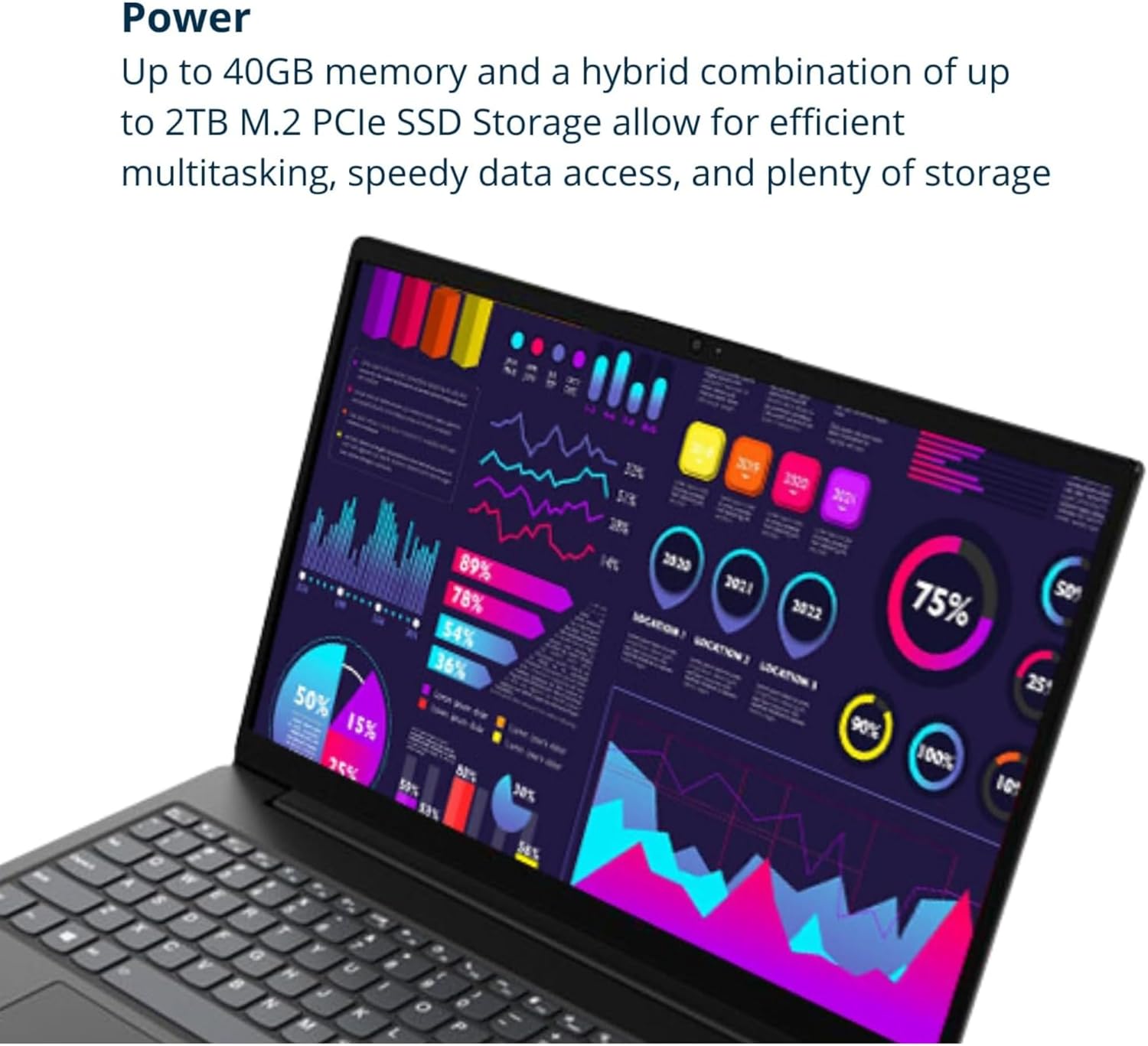 Lenovo Newest 15.6"" Laptop, 16GB RAM, 1TB SSD Storage, 15.6"" FHD (1920 x 1080) Display, Ethernet Port, HDMI, USB-C, WiFi & Bluetooth, Intel Dual-core Processor, Windows 11 Home, Black
