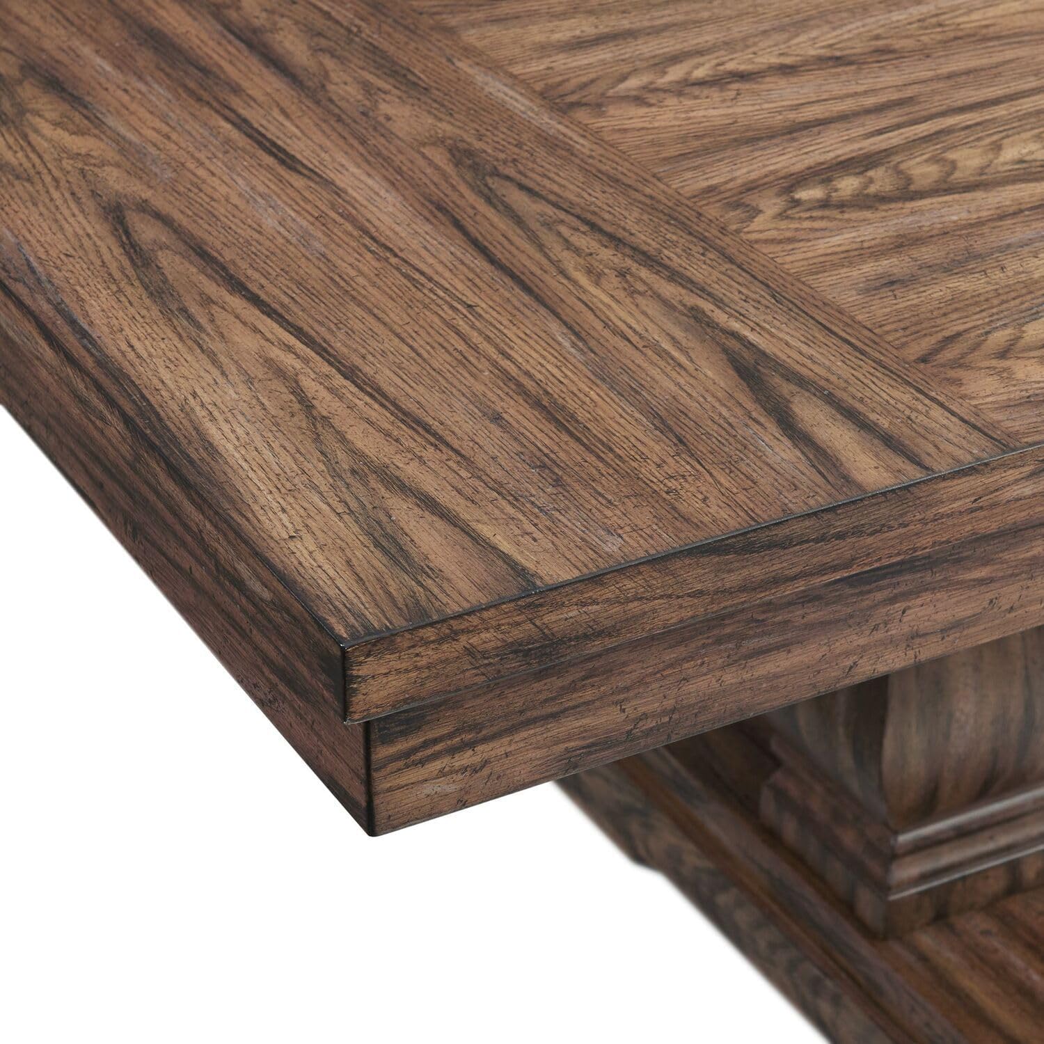 Farmhouse Fresh Rectangle Standard Height Dining Table - 42" D x 84" W x 30" H, Double Pedestal Base, Includes Two 12" Removable, Extension Leaves