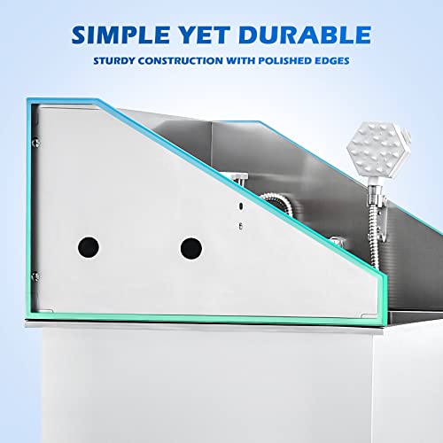 CO-Z 34 Inch Stainless Steel Dog Washing Station for Home, Professional Pet Dog Grooming Tub for Medium & Small Dogs, Extra Elevated Pet Wash Station, Dog Bathtub Bathing Station, Dog Shower Tub