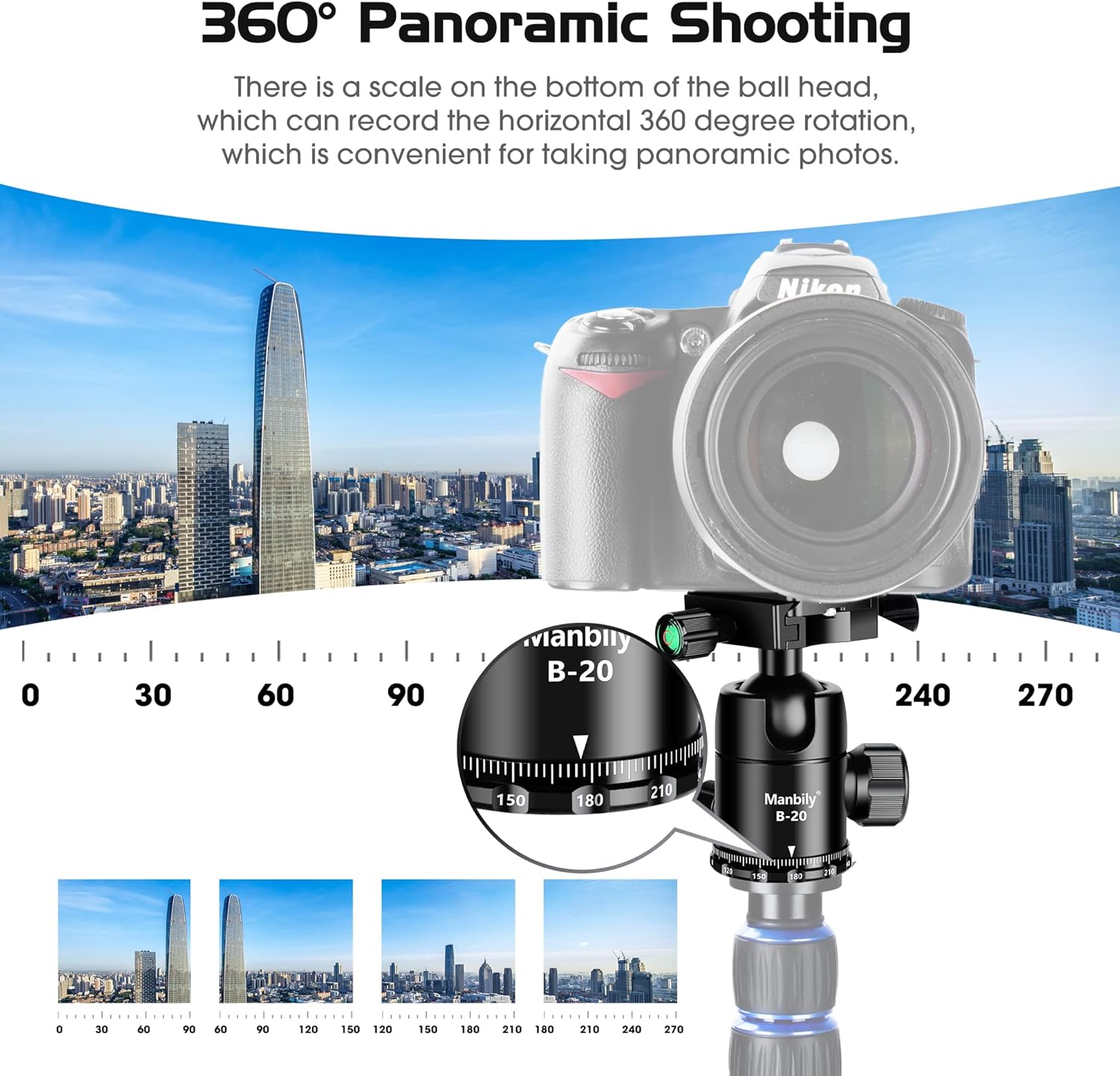 Manbily Professional Tripod Ball Head,Super Long Lens Does Not Easy Nod or Sag,Rotate 360 Degrees,Quick Release Plate and Level Gauge,CNC Metal Aluminum,for DSLR,Camcorder,monopod,Up to 33lbs/15kg Pack of 2