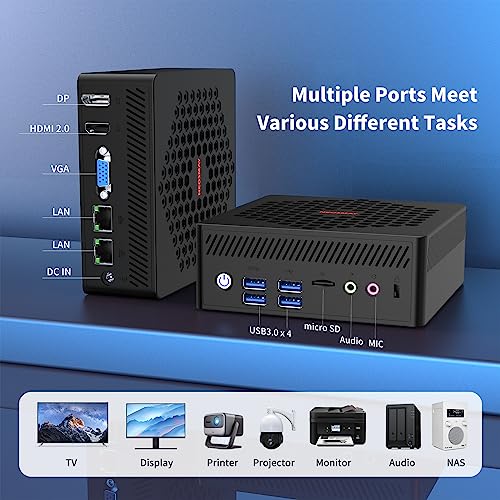Fanless Mini PC Windows11 Pro 12th Intel Alder Lake-N100 Upto 3.4GHz,TDP 6W,Dual LAN Desktop Mini Computer 8/16GB DDR4 256/512GB NVMe SSD,4K Triple Display/BT 5.2/USB 3.0
