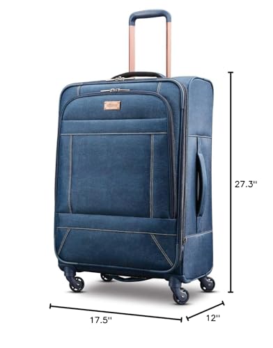 American Tourister Belle Voyage Softside Luggage with Spinner Wheels, Black, Checked-Medium 25-Inch