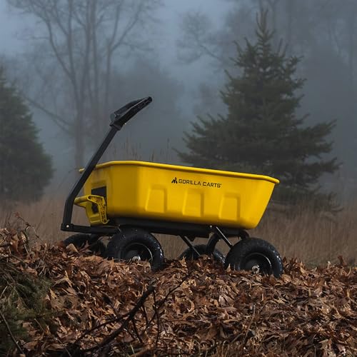 Gorilla Carts Heavy Duty Steel Yard Dump Cart Garden Wagon with 13 Inch Tires, Yellow