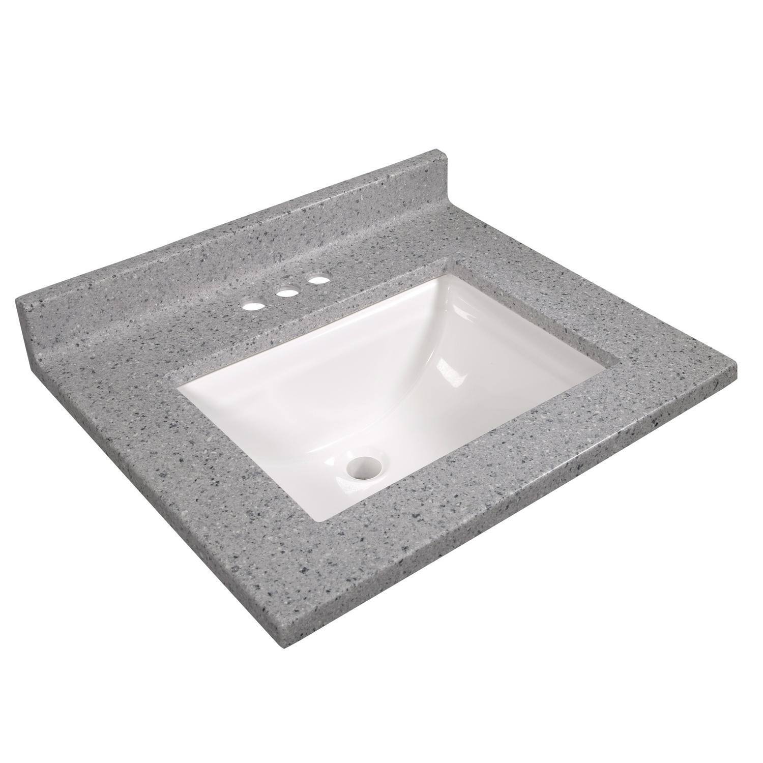 Design House Cultured Marble Vanity Top in Moonscape Gray, Size: 25 L x 22 W x 13 H