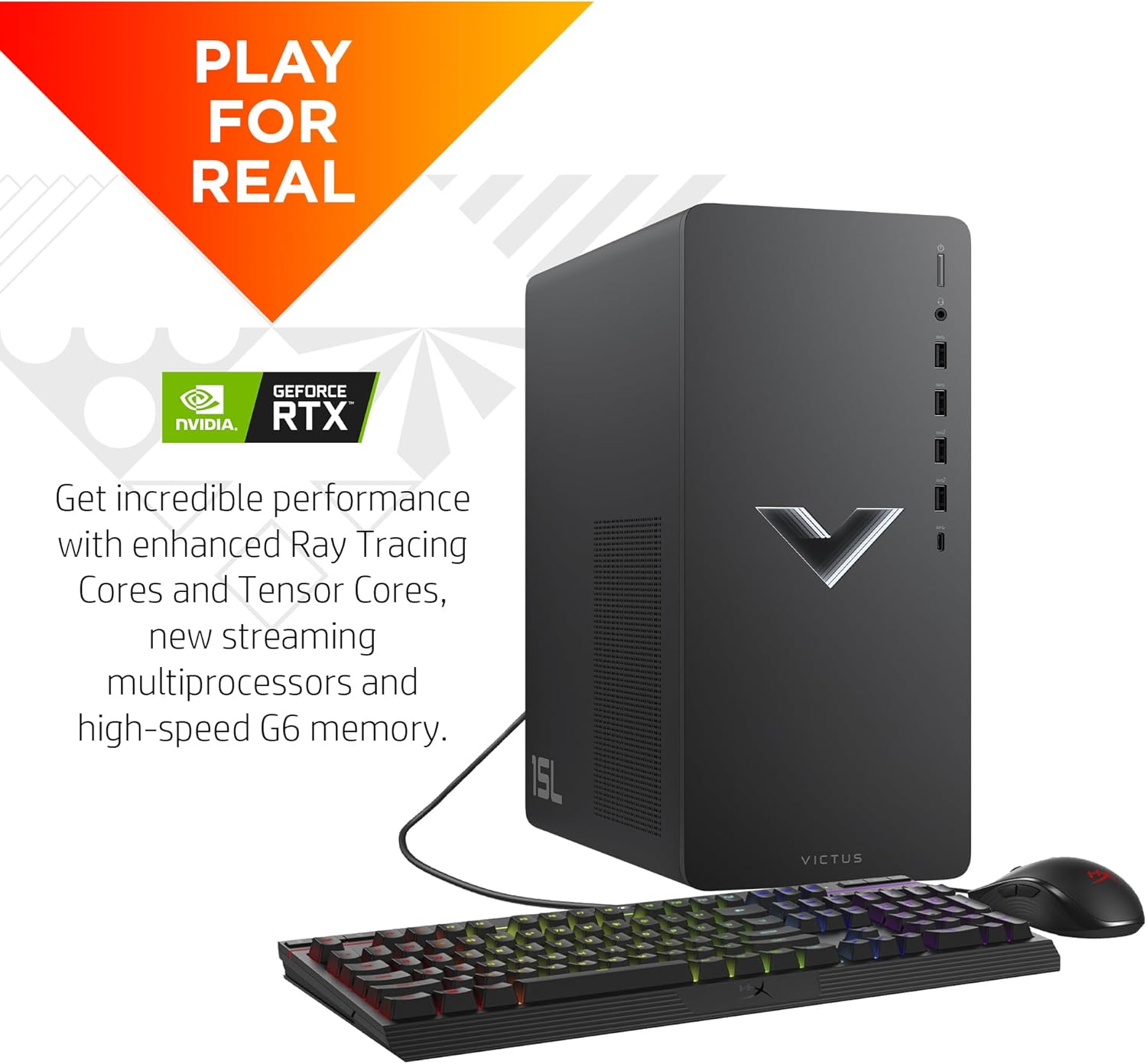 Victus 15L Gaming Desktop HyperX Bundle, 13th Generation Intel Core i7-13700F, 16 GB RAM, 512 GB SSD, NVIDIA GeForce RTX 3060 Graphics, Windows 11 Home, TG02-1030h (2023)