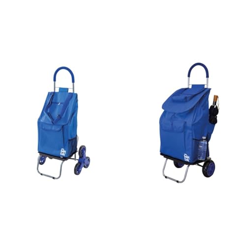 dbest products Stair Climber Trolley Dolly Folding Grocery Cart 3 Wheels Heavy Duty & Bigger Trolley Dolly, Blue Shopping Grocery Foldable Cart