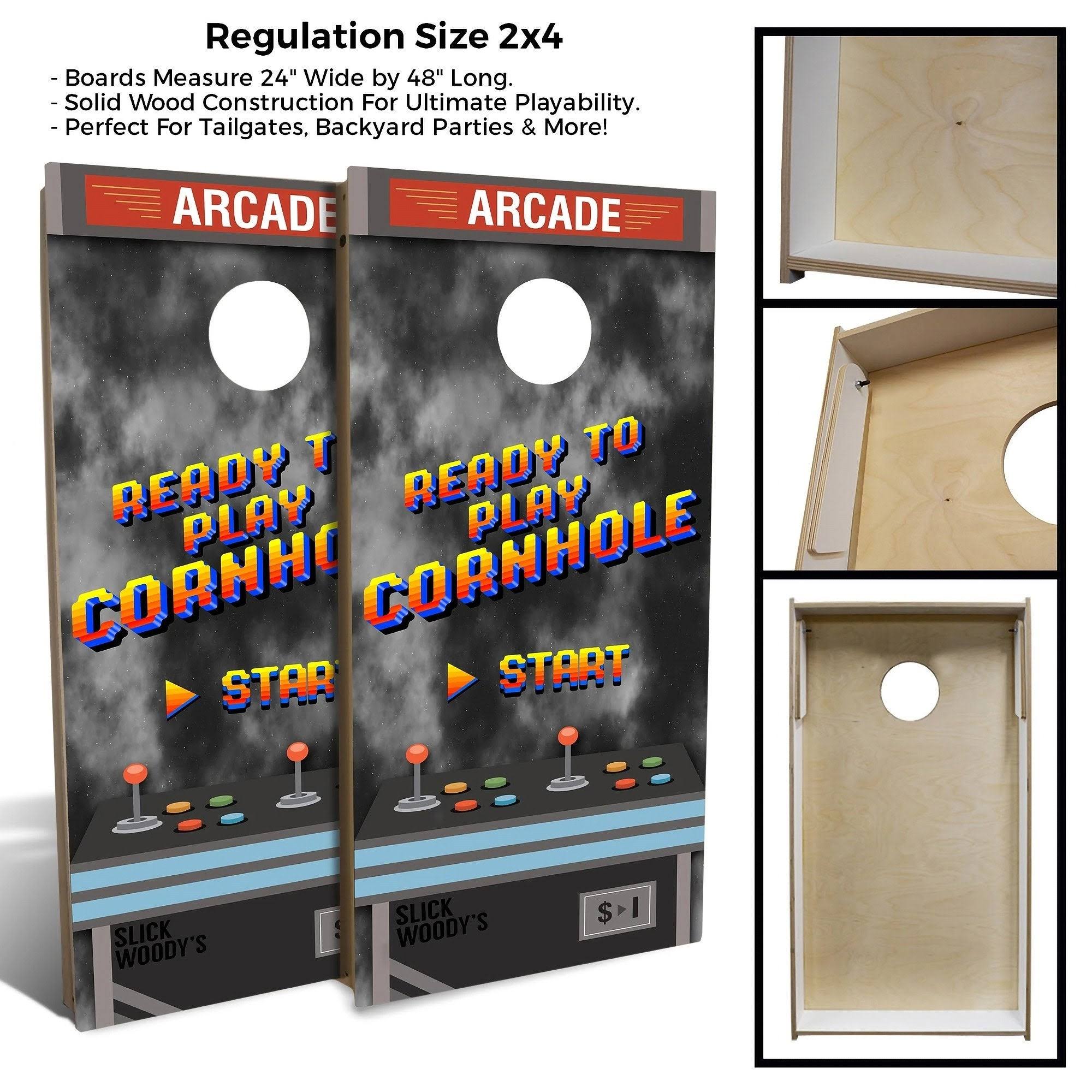 Arcade Game Cornhole Board Set - Choose Your Options No Accessories 2x3 Boards (24x22 x 36x22)