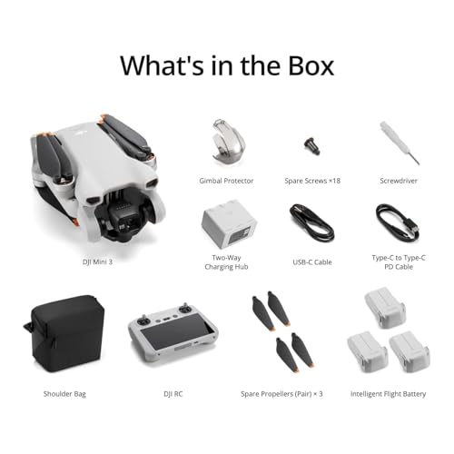 DJI Mini 3 (DJI RC), Lightweight 3x Mechanical Gimbal Drones with Camera for Adults 4K, 38-min Flight Time, up to 32800ft (10km) Video Transmission, Vertical Shooting, GPS Auto Return Integrated