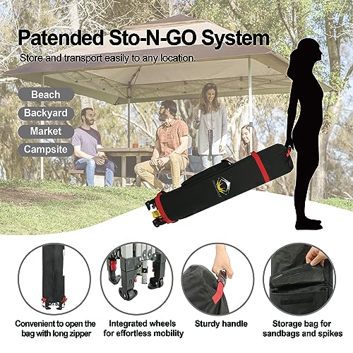 CROWN SHADES 13x13 Pop Up Gazebo, Canopy Tent, Gazebos on Clearance - Outdoor Gazebo for Backyard & Patio Furniture - Carpa Pop Up Tent with Wheeled STO-N-Go Cover Bag (Grey)