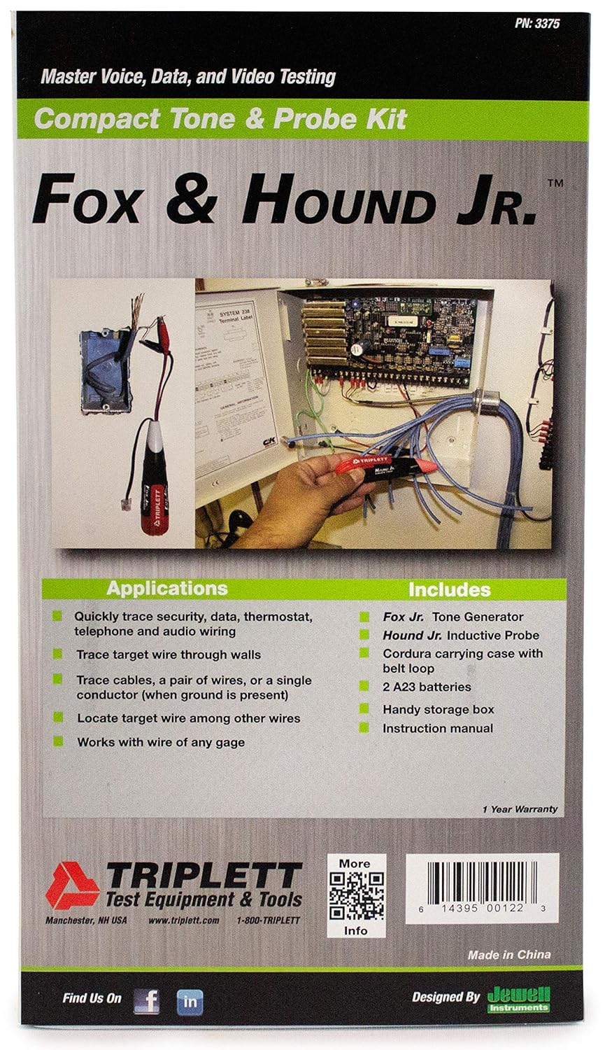 Triplett Fox & Hound Premium Tone and Probe Wire Tracing Kit Generates Multiple Tones with Adjustable Sensitivity for Electrical Wire, LAN Cable, Telephone, and More (3399)