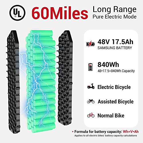 Himiway Cruiser Electric Bike, 750W 60MI 48V 17.5Ah Battery 26"x4" Fat Tire,25MPH Top Speed, 7 Speed, 350LBS Payload,UL Certified