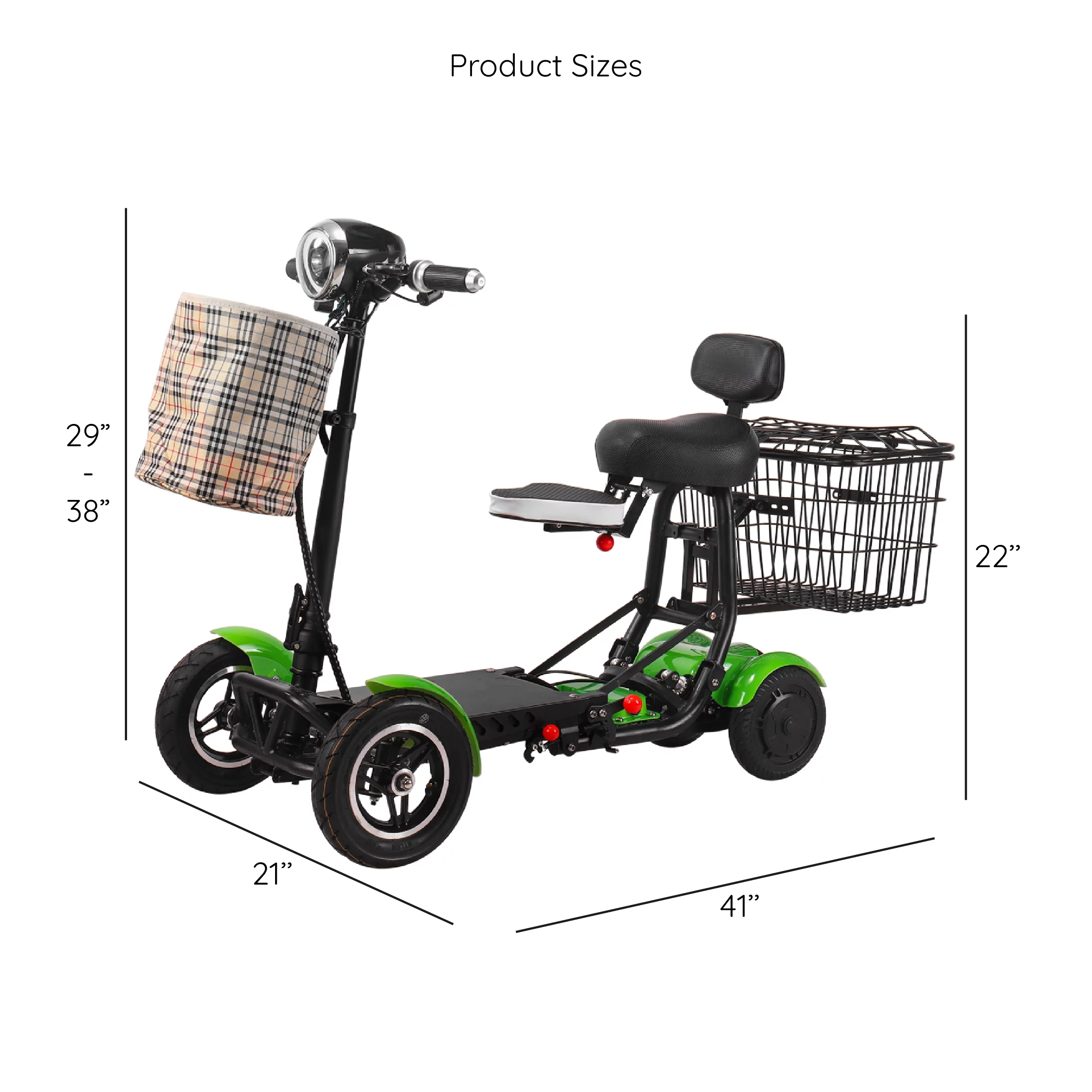 Bangeran Electric Mobility Scooter, 4 Wheel Foldable Portable, Up to 12 Miles - Blue