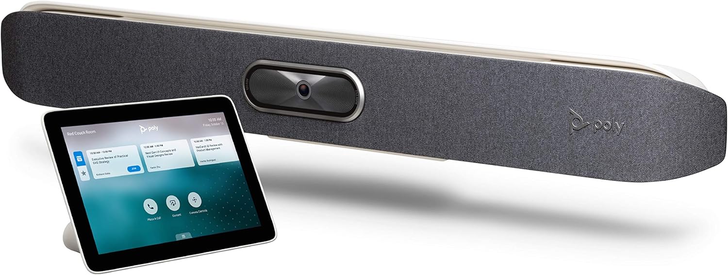 Poly Studio - 4K USB Video Conference System (Polycom) - Camera, Microphone, and Speaker Bar for Small & Medium Conference Rooms - Presenter Tracking, NoiseBlock AI, Autoframing - Teams/Zoom Certified